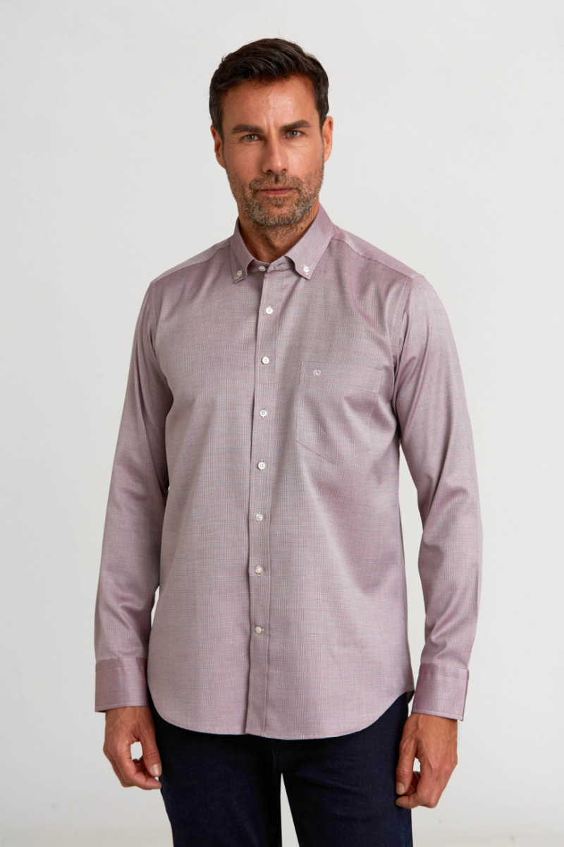 Regular Fit Paşa Yaka Kırmızı Spor Erkek Gömlek