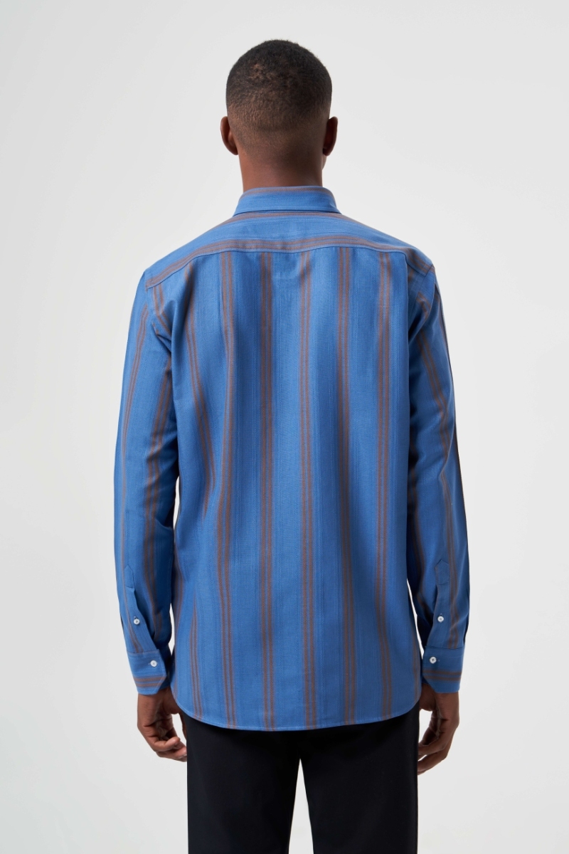 Regular Fit Paşa Yaka Kol İçi Apoletli Açık Mavi Erkek Gömlek (1)