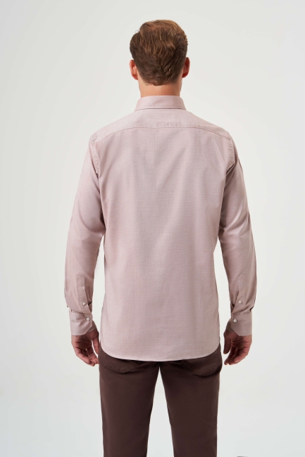 Regular Fit Paşa Yaka Kol İçi Apoletli Hardal Spor Erkek Gömlek - 2