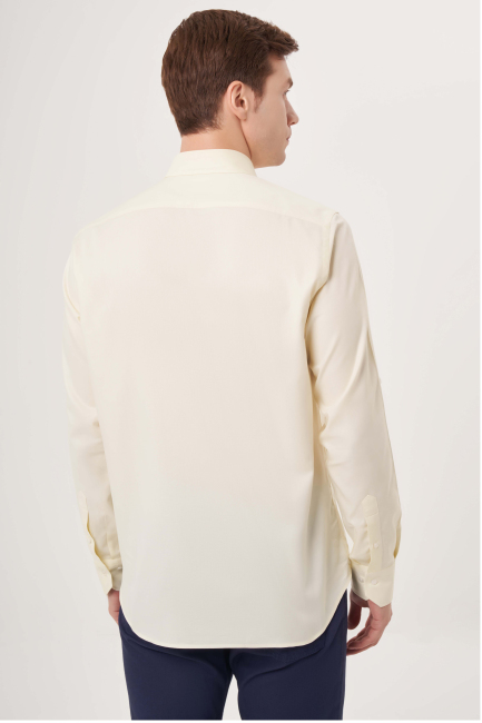 Regular Fit Pasha Collar Sleeve Yellow Men's Shirt - 2