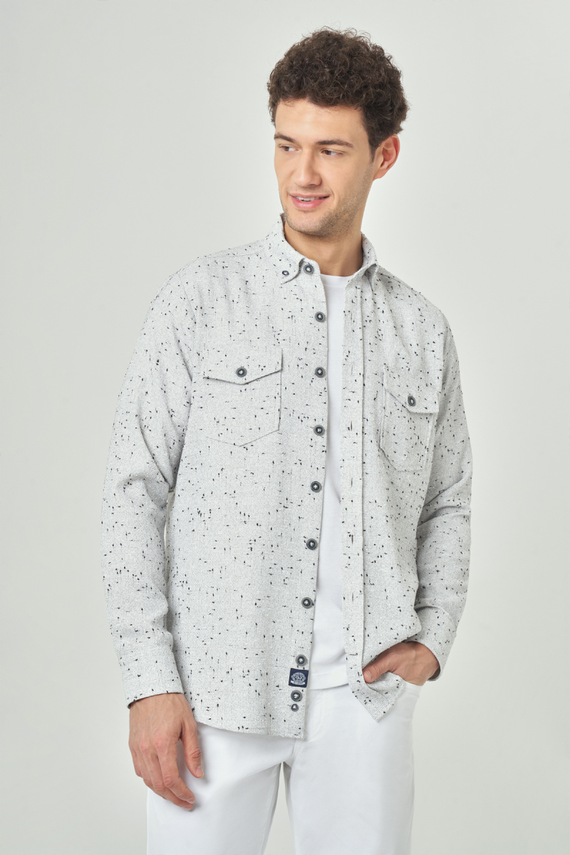 Regular Fit Paşa Yaka Lacivert Spor Erkek Gömlek