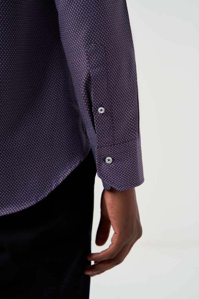 Regular Fit Paşa Yaka Lila Basic Spor Erkek Gömlek - 4