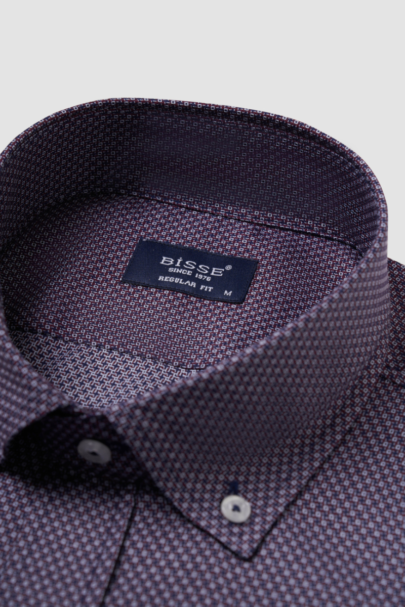 Regular Fit Paşa Yaka Lila Basic Spor Erkek Gömlek - 7