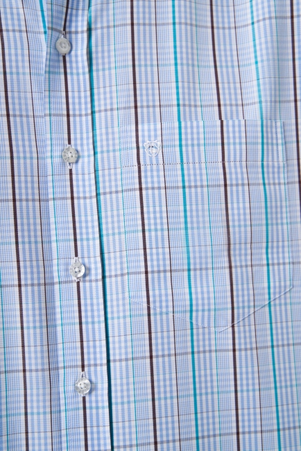 Regular Fit Paşa Yaka Mavi Basic Spor Erkek Gömlek - 3