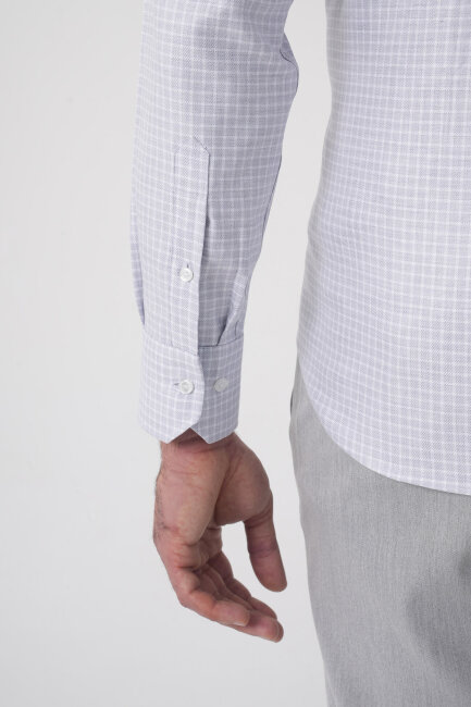 Regular Fit Paşa Yaka Pamuk Gri Erkek Gömlek - 7