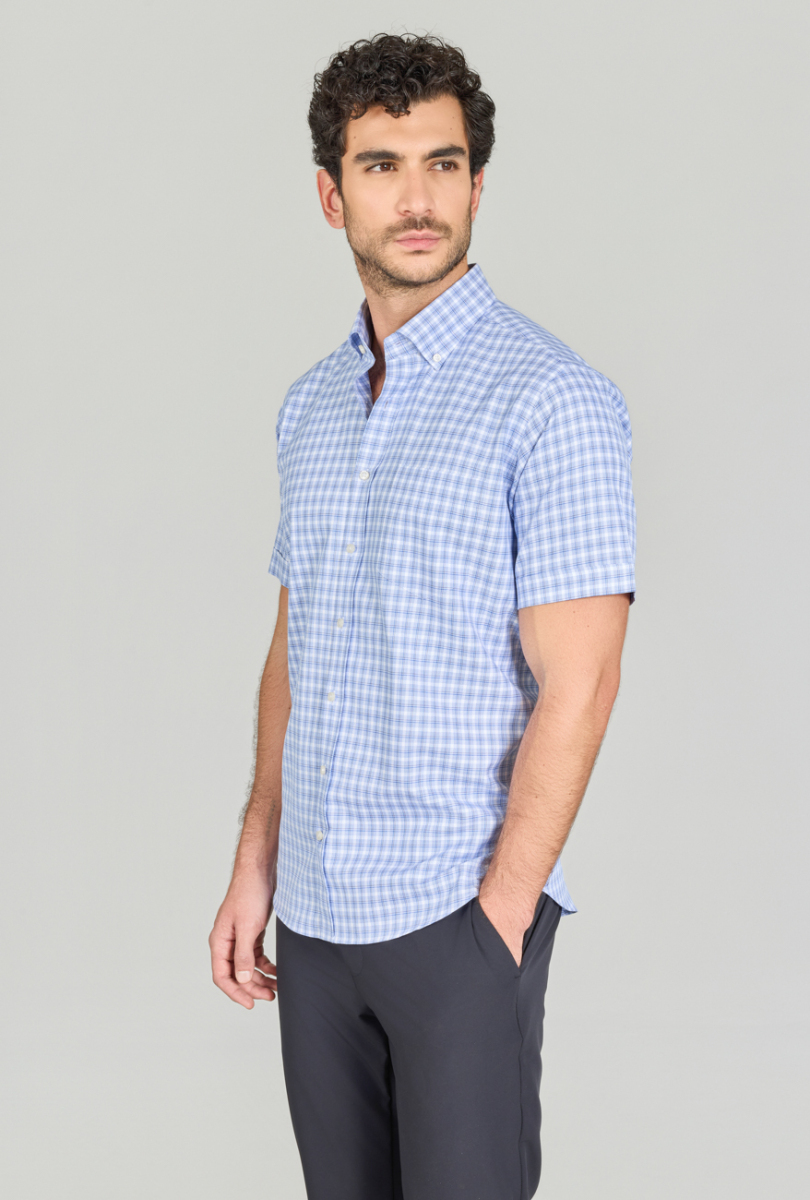 Regular Fit Paşa Yaka T.Cep Mavi Erkek Gömlek - 2