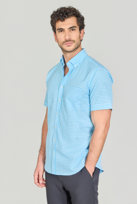 Regular Fit Paşa Yaka Tek Cep Turkuaz Pamuk Erkek Gömlek - 2
