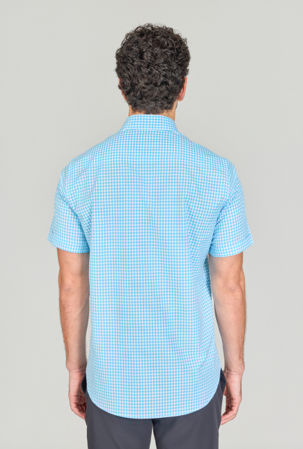 Regular Fit Paşa Yaka Tek Cep Turkuaz Pamuk Erkek Gömlek - 4