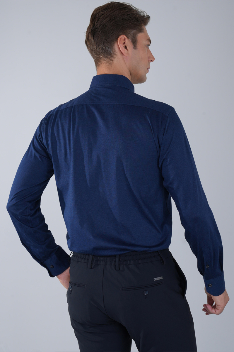 Regular Fit Paşa Yaka Uzun Kollu Erkek Pamuk Gömlek (1)