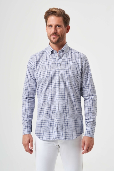 Regular Fit Paşa Yaka Uzun Kollu Gri Spor Erkek Gömlek 