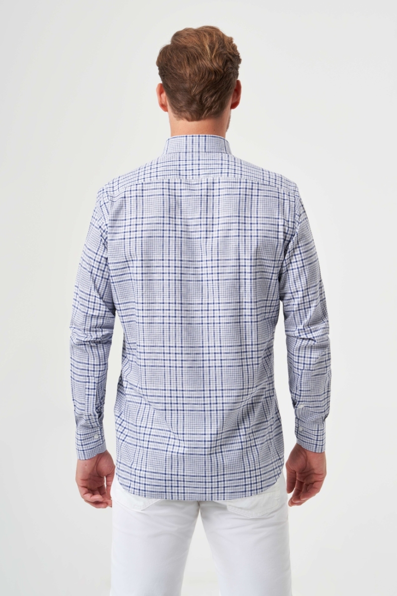 Regular Fit Paşa Yaka Uzun Kollu Gri Spor Erkek Gömlek (1)