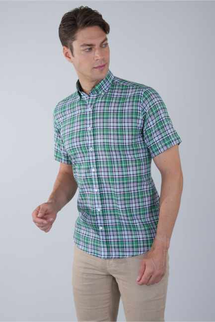 PASHA COLLAR REGULAR FIT UK SHIRT T. POCKET GREEN