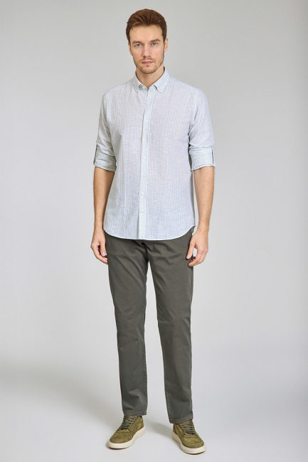 Regular Fit Paşa Yaka Yeşil Erkek Gömlek (1)