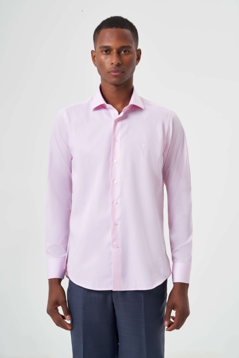 Regular Fit Pembe İtalyan Yaka Klasik Erkek Gömlek