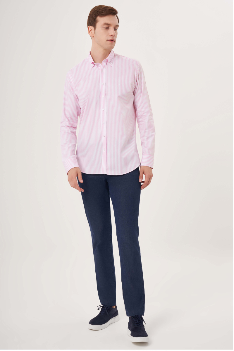 Regular Fit Pembe Oxford Paşa Yaka Spor Erkek Gömlek - 4