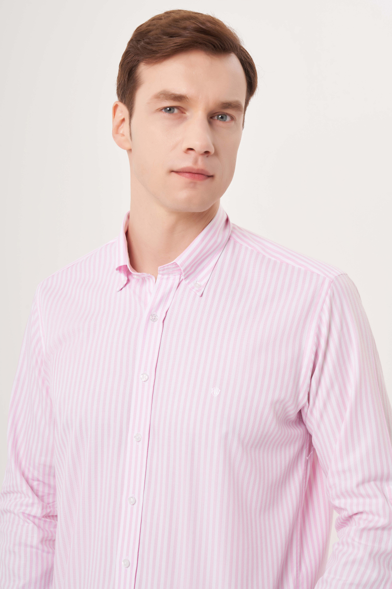 Regular Fit Pembe Oxford Paşa Yaka Spor Erkek Gömlek - 3