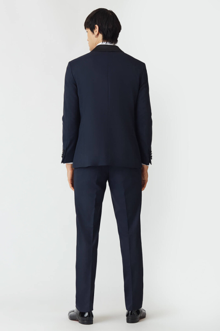 Regular Fit Şal Yaka Drop 6 Yırtmaçsız Lacivert Erkek Smokin Takım - 2