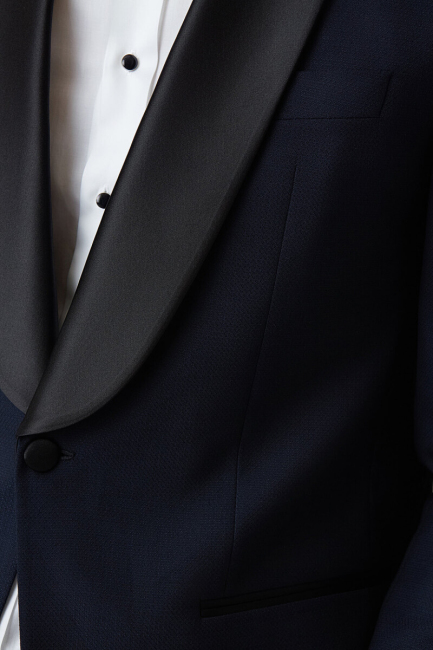 Regular Fit Şal Yaka Drop 6 Yırtmaçsız Lacivert Erkek Smokin Takım - 4