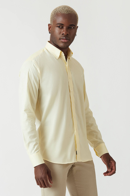 Regular Fit Yellow Sport Men's Shirt - 5
