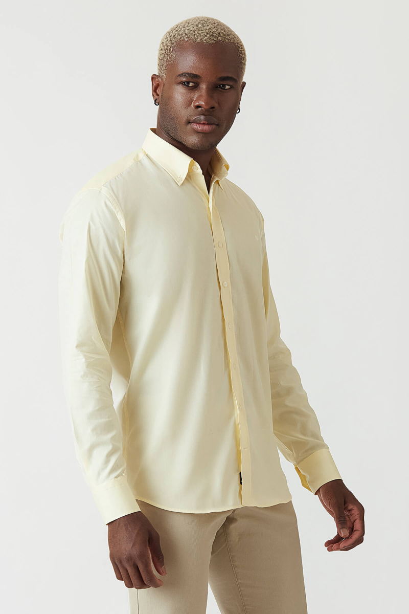 Regular Fit Yellow Sport Men's Shirt - 5