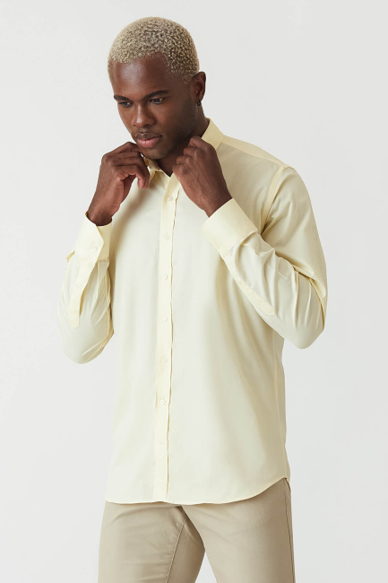 Regular Fit Yellow Sport Men's Shirt - 4