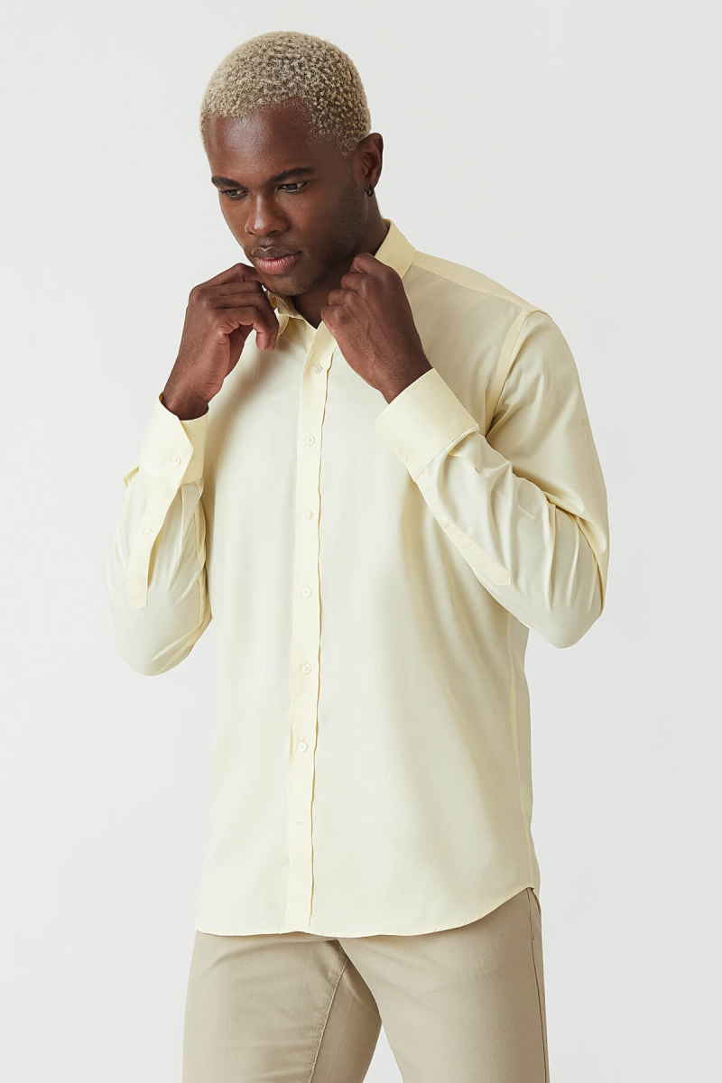 Regular Fit Yellow Sport Men's Shirt - 4