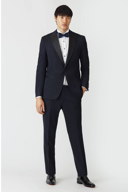 Regular Fit Sivri Yaka Lacivert Erkek Smokin Takım - 1