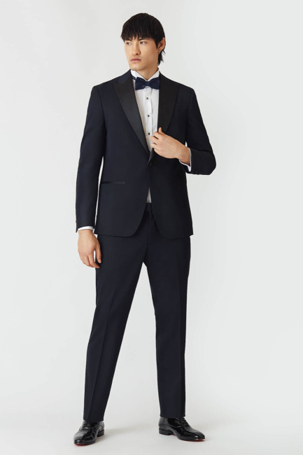 Regular Fit Sivri Yaka Lacivert Erkek Smokin Takım - 5