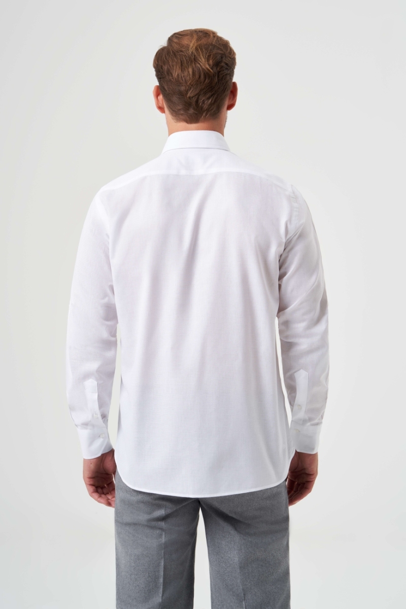 Regular Fit Spor Beyaz Klasik Erkek Gömlek (1)
