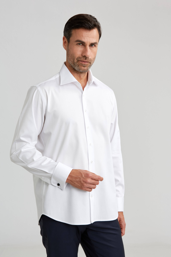 Regular Fit Beyaz Klasik Erkek Gömlek - 5