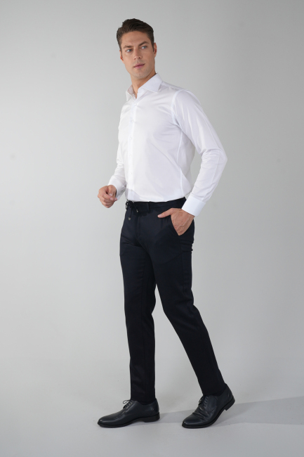 Regular Fit Klasik D Yaka Cepsiz Beyaz Erkek Gömlek - 5