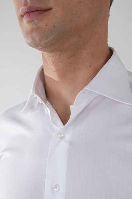 Regular Fit Klasik D Yaka Cepsiz Beyaz Erkek Gömlek - 3