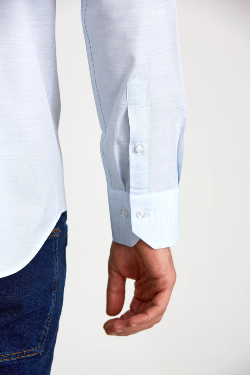Regular Fit Uzun Kollu Açık Mavi Klasik Erkek Gömlek - 3