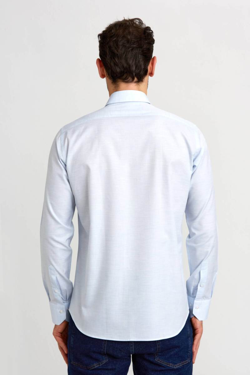Regular Fit Uzun Kollu Açık Mavi Klasik Erkek Gömlek (1)