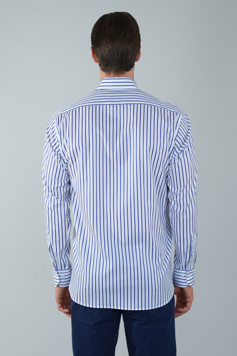 Regular Fit Uzun Kollu Lacivert Pamuk Erkek Gömlek (1)