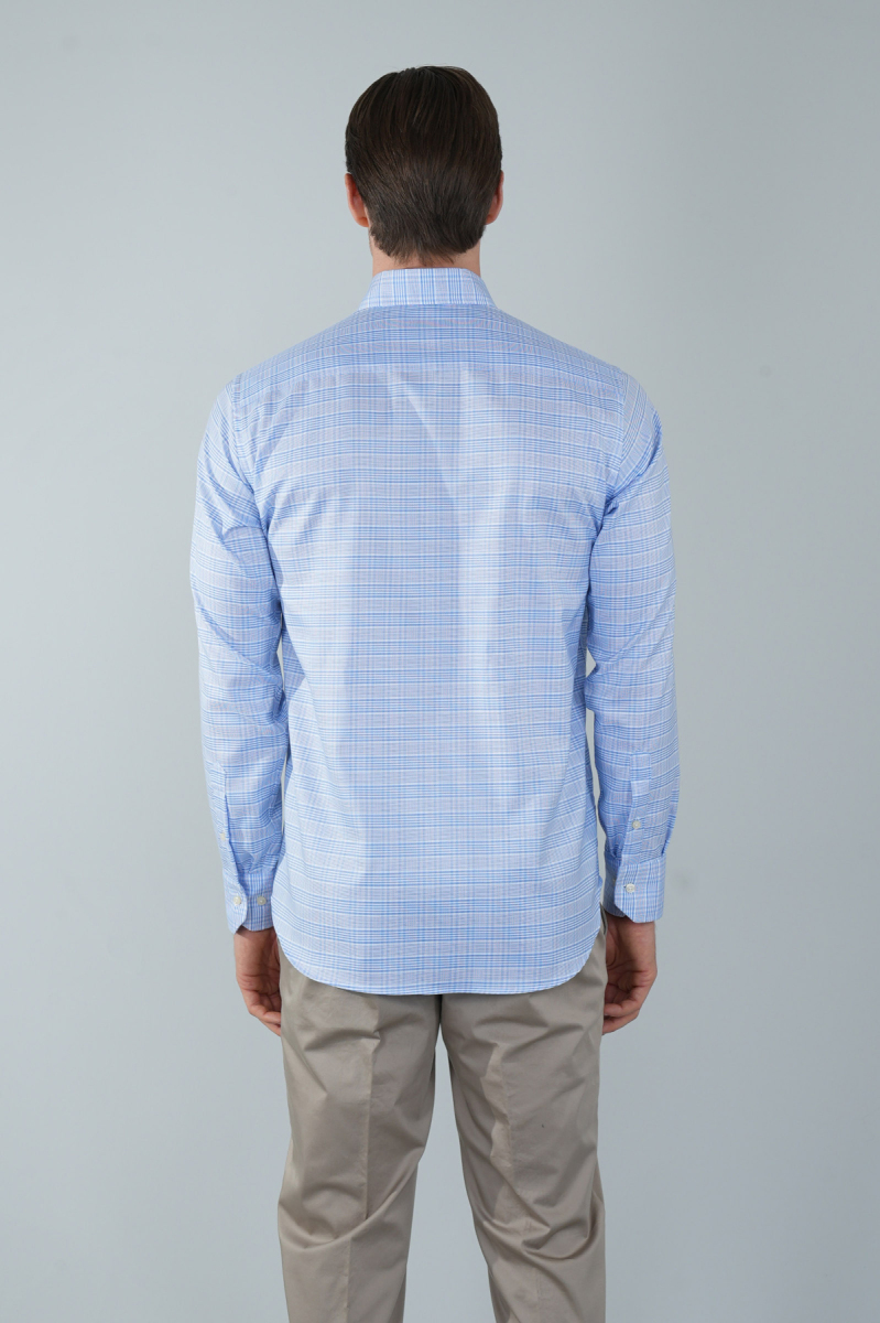 Regular Fit Uzun Kollu Mavi Pamuk Linen Erkek Gömlek (1)