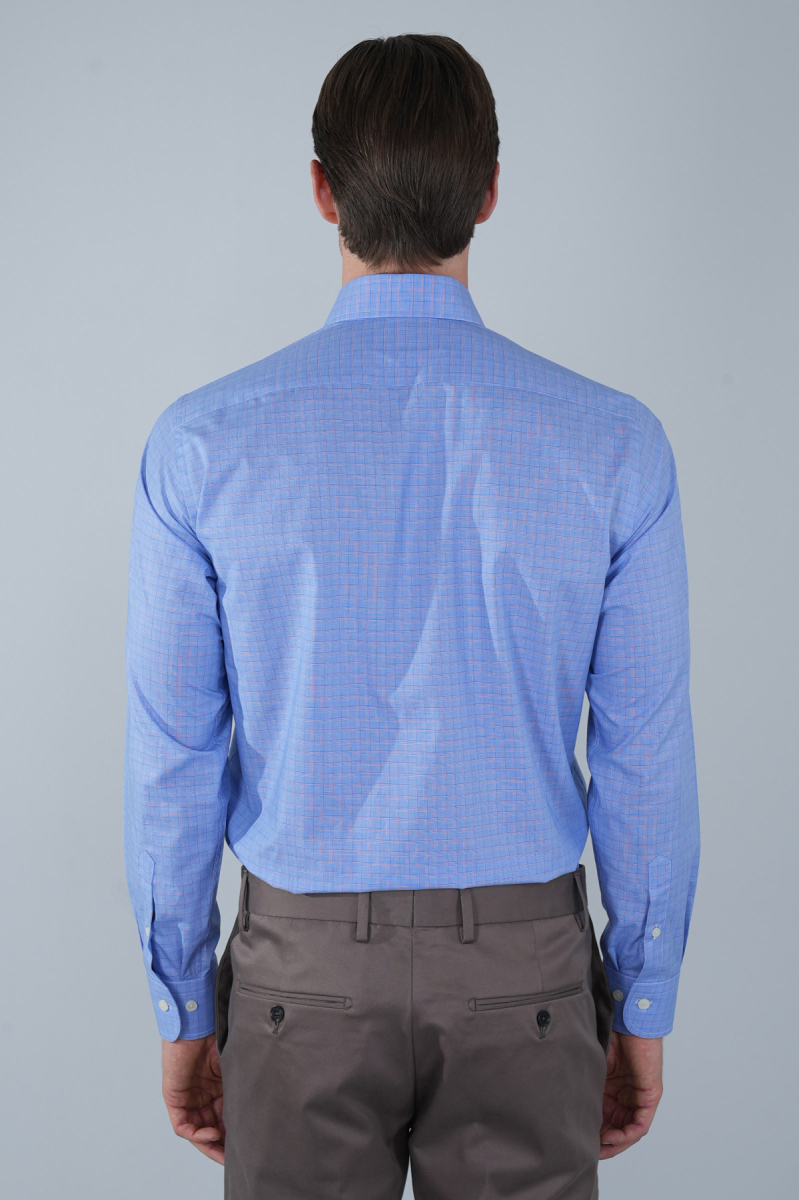 Regular Fit Uzun Kollu Pamuk Mavi Erkek Gömlek (1)