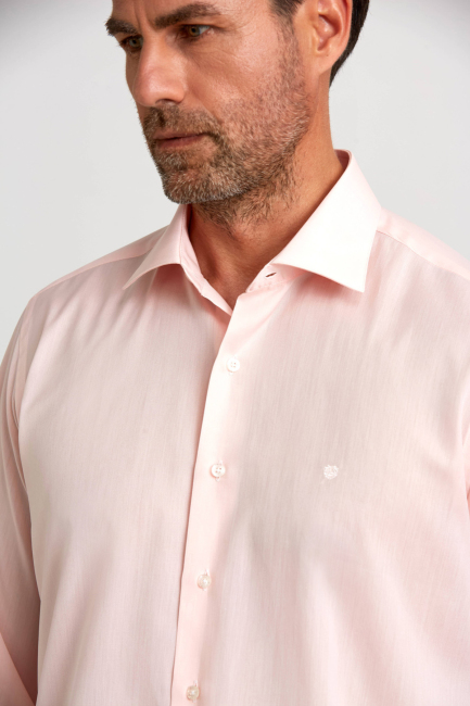 Regular Fit C-Neck Pink Men's Shirt - 4