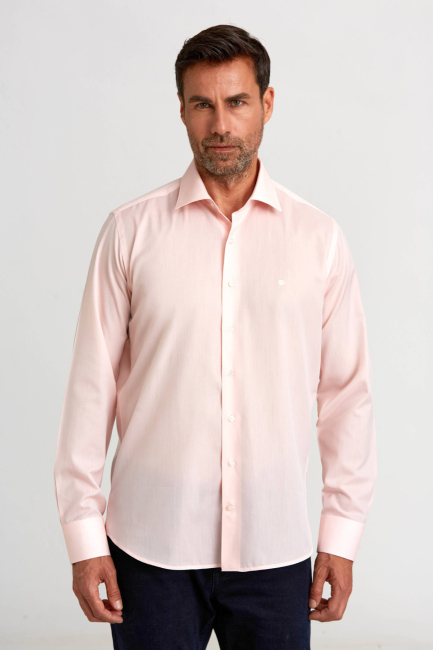 Regular Fit C-Neck Pink Men's Shirt 