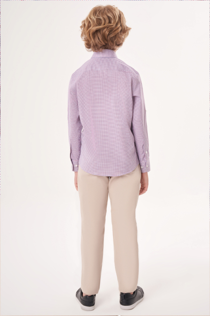 Regular Fit Yaka Düğmeli Erkek Çocuk Gömlek Kırmızı - 2