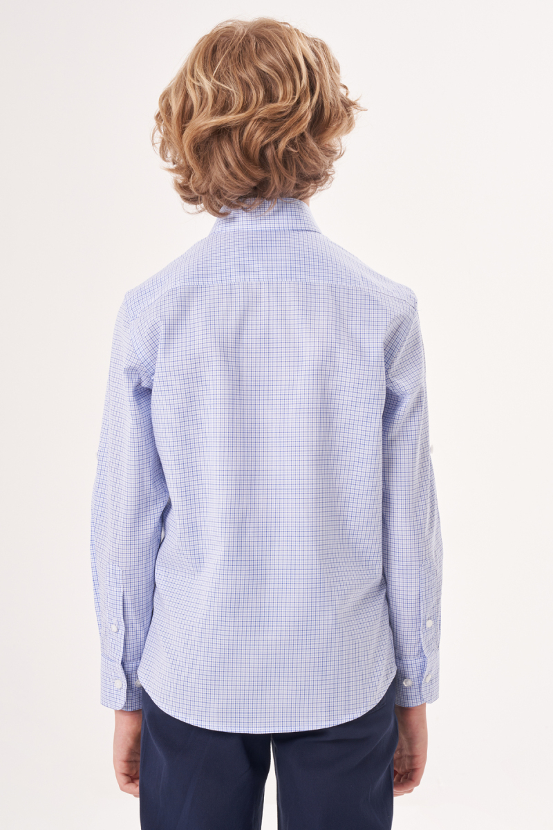 Regular Fit Yaka Düğmeli Lacivert Çocuk Erkek Gömlek (1)