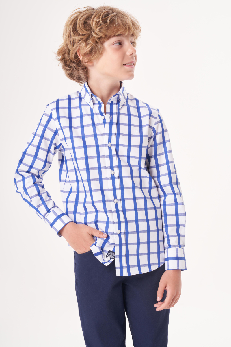 Regular Fit Yaka Düğmeli Lacivert Erkek Çocuk Gömlek - 4