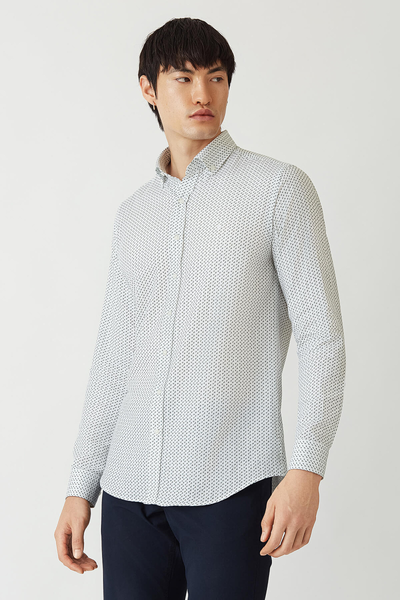 Regular Fit Yeşil Paşa Yaka Spor Erkek Gömlek