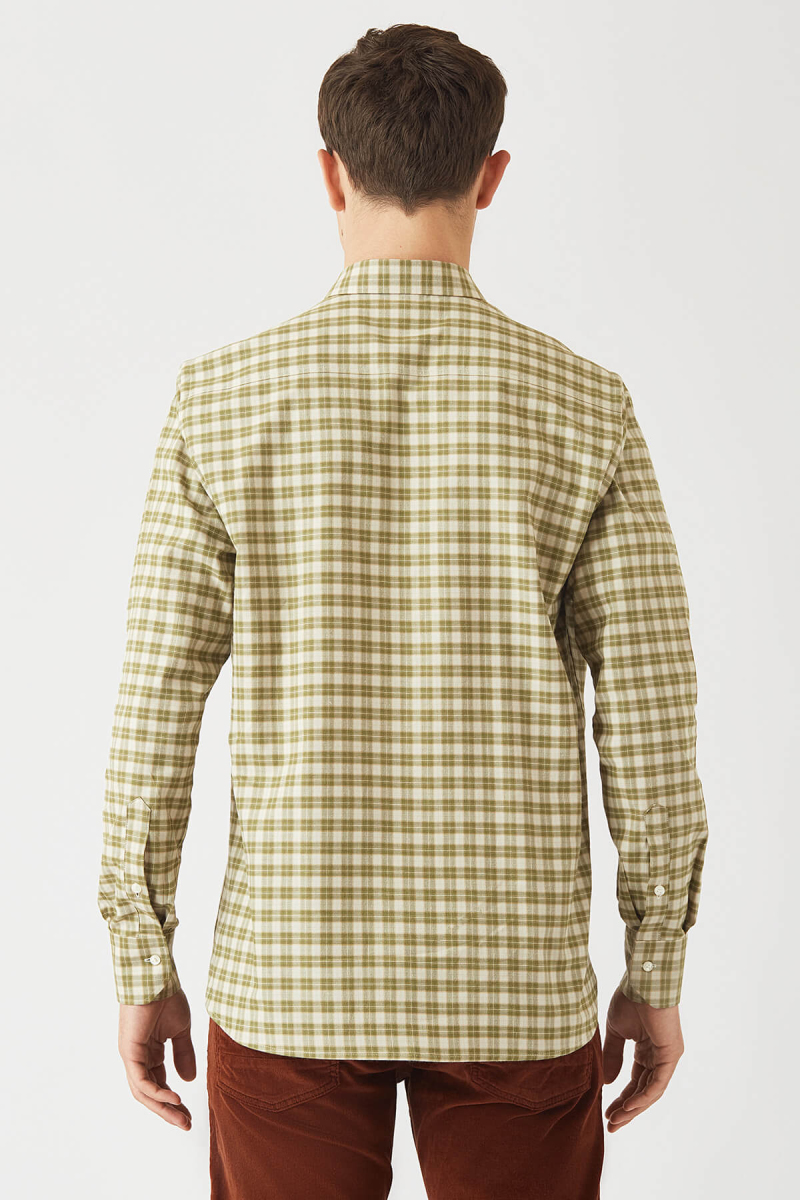 Regular Fit Yeşil Ram Yaka Spor Erkek Gömlek (1)