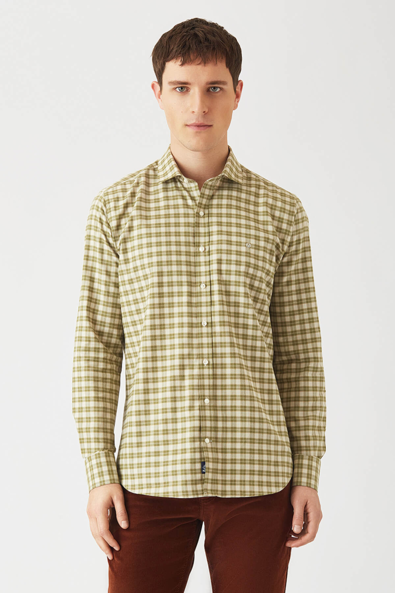 Regular Fit Yeşil Ram Yaka Spor Erkek Gömlek