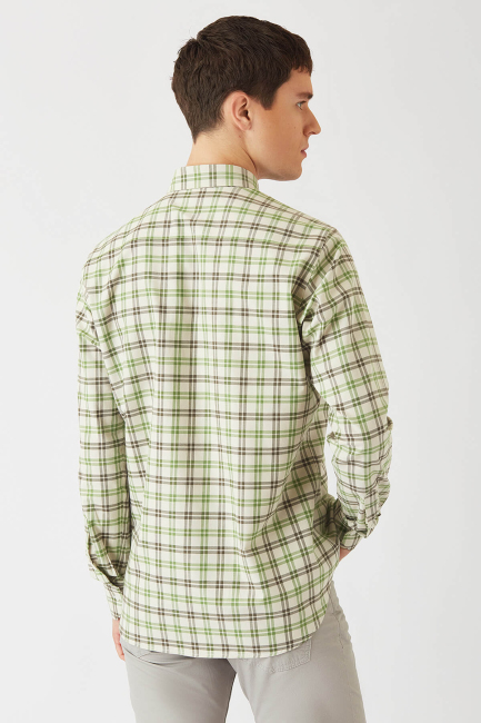 Regular Fit Yeşil Uzun Kollu Spor Erkek Gömlek - 2