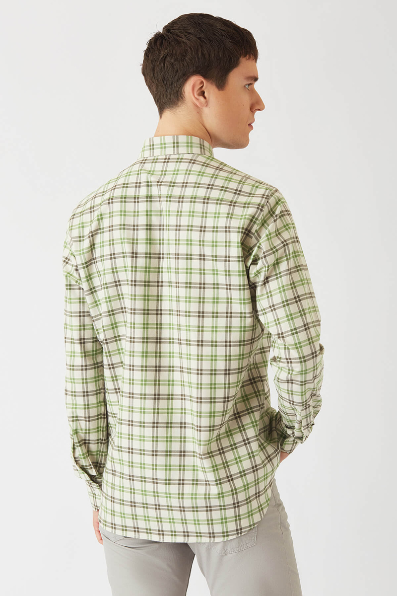 Regular Fit Yeşil Uzun Kollu Spor Erkek Gömlek (1)