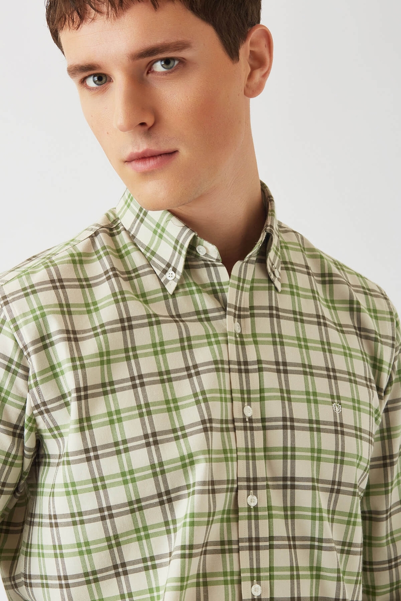Regular Fit Yeşil Uzun Kollu Spor Erkek Gömlek - 3
