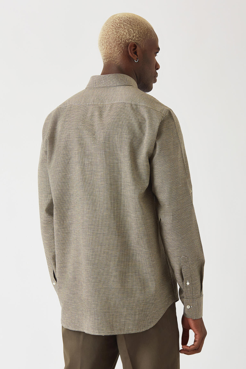 Sarı Pamuk Kareli Spor Gömlek (1)