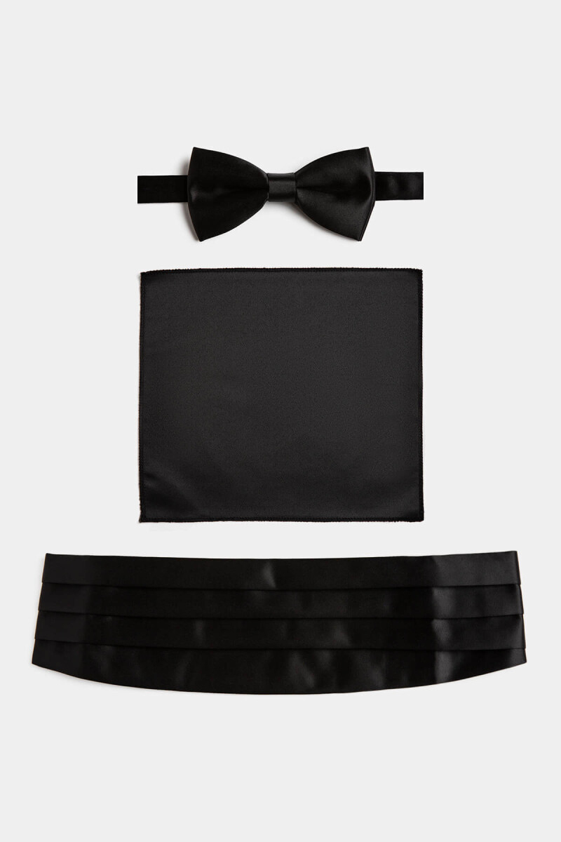 Saten Siyah Erkek Smokin Kuşak Seti